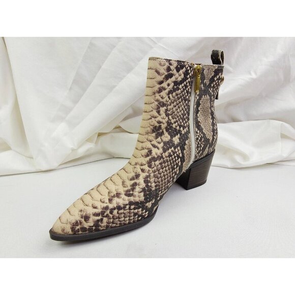 Franco Sarto Size 7M Womens Snake Print Side Zip Shay Logo Tag Ankle Boots - Picture 4 of 14